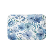 Blue Botanical Watercolor Floral Garden