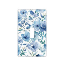 Blue Botanical Watercolor Floral Garden