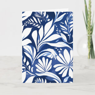 Blue Botanical Watercolor Floral Pattern Card