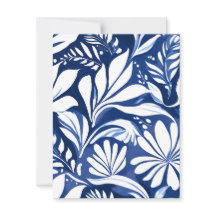 Blue Botanical Watercolor Floral Pattern