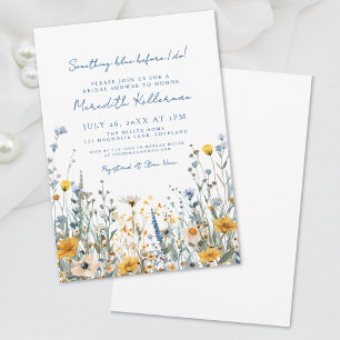 Blue Botanical Wildflower Bridal Shower Invitation