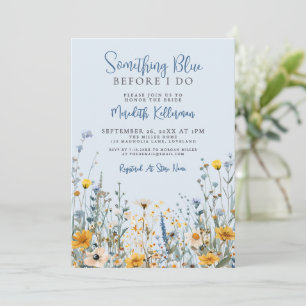 Blue Botanical Wildflower Bridal Shower Invitation