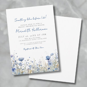 Blue Botanical Wildflower Floral Bridal Shower Invitation
