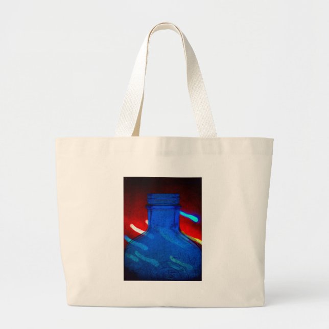 Blue Bottle and Lights Large Tote Bag (Front)