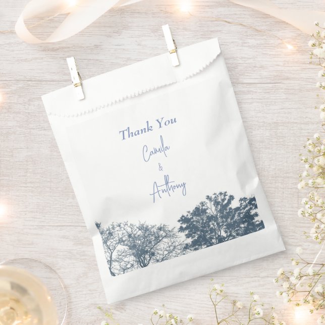 Blue Bottom Trees Boho Wedding Favour Bag (Clipped)