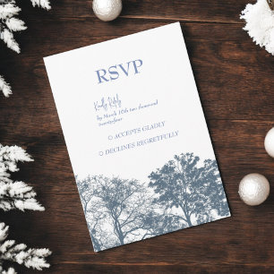 Blue Bottom Trees Boho Wedding RSVP Card