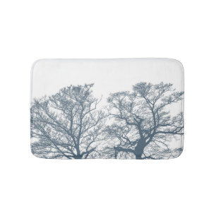 Blue Bottom Trees Tropical Boho Bath Mat