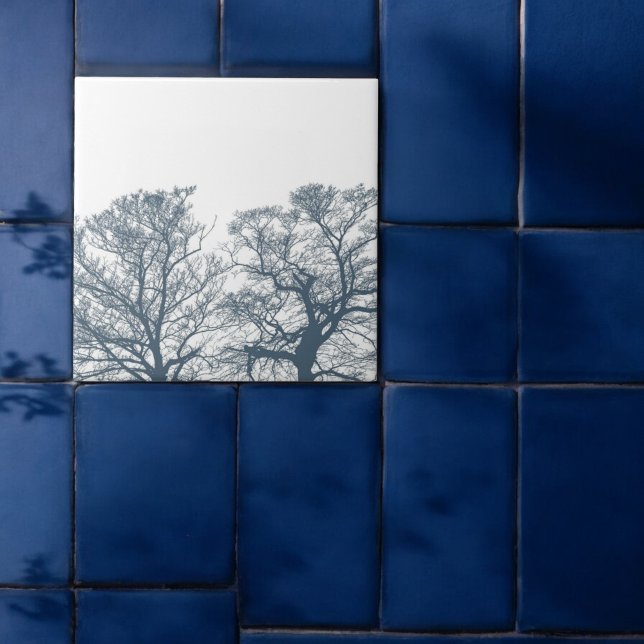 Blue Bottom Trees Tropical Boho Ceramic Tile (Creator Uploaded)