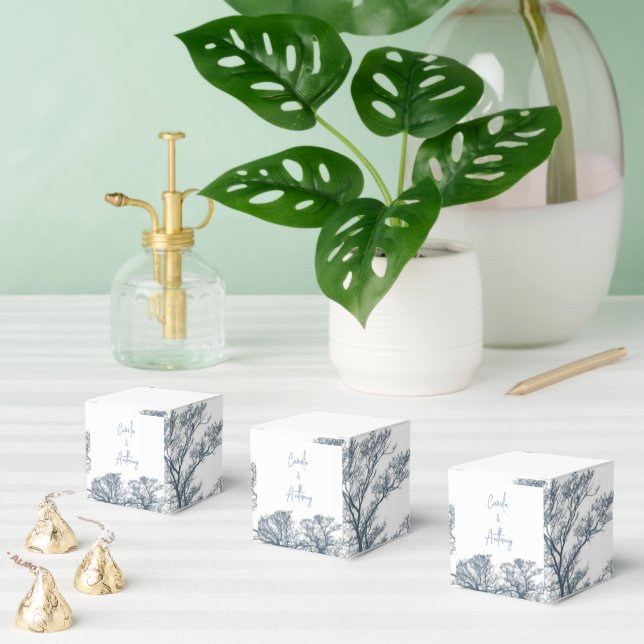 Blue Bottom Trees Tropical Boho Wedding Favour Box (Multiple)