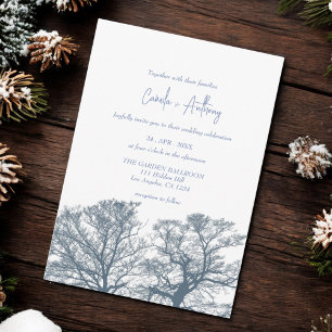 Blue Bottom Trees Tropical Boho Wedding Invitation