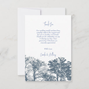 Blue Bottom Trees Tropical Boho Wedding Thank You Card