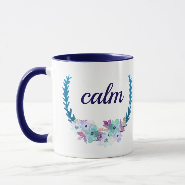 Blue Bouquet Calm Coffee Morning Mug (Left)