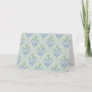 Blue Bouquet Floral Medallion on Sage Card