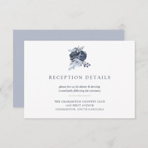 Blue Bouquet   Watercolor Floral Wedding Reception Invitation