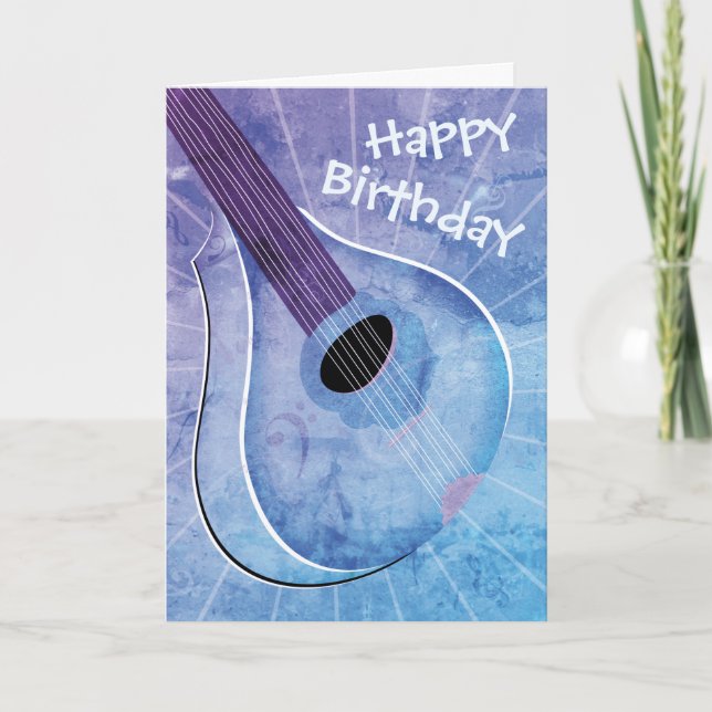 Blue Bouzouki Art Birthday Card (Front)