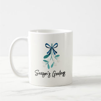 Blue Bow and Mistletoe Coffee Mug