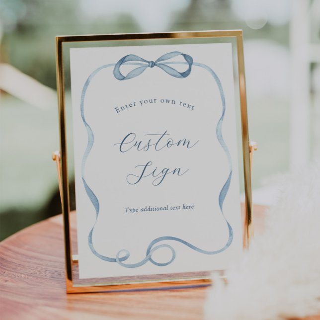 Blue Bow and Ribbon Custom Text Sign (Creator Uploaded)