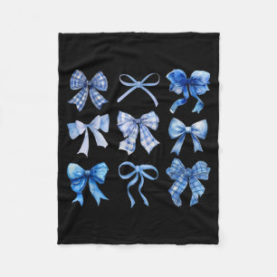 Blue Bow And Ribbon Cute Graphic For Women Fleece Blanket