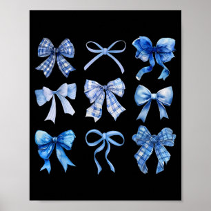 Blue Bow And Ribbon Cute Graphic For Women  Poster