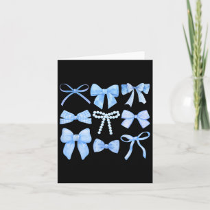 Blue Bow And Ribbon Cute Graphic Girls Women Coque Card