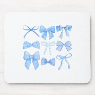 Blue Bow And Ribbon Cute Graphic Girls Women Coque Mouse Pad