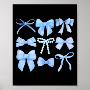 Blue Bow And Ribbon Cute Graphic Girls Women Coque Poster