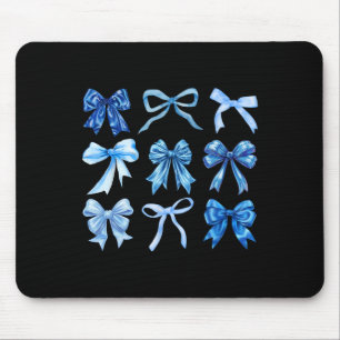 Blue Bow And Ribbon Cute Graphic Women Girls Coque Mouse Pad