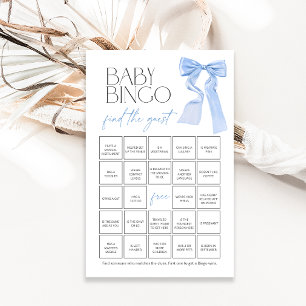 Blue Bow Baby Bingo Find the Guest Shower Game