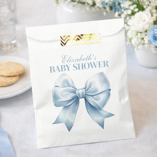 Blue Bow Baby Boy Elegant Baby Shower Favour Bag (Blue Bow Baby Boy Elegant Baby Shower Favor Bag)