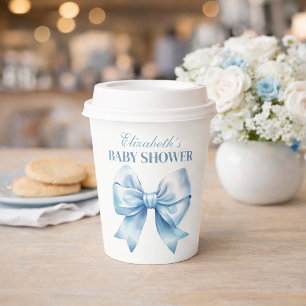 Blue Bow Baby Boy Elegant Baby Shower Paper Cups