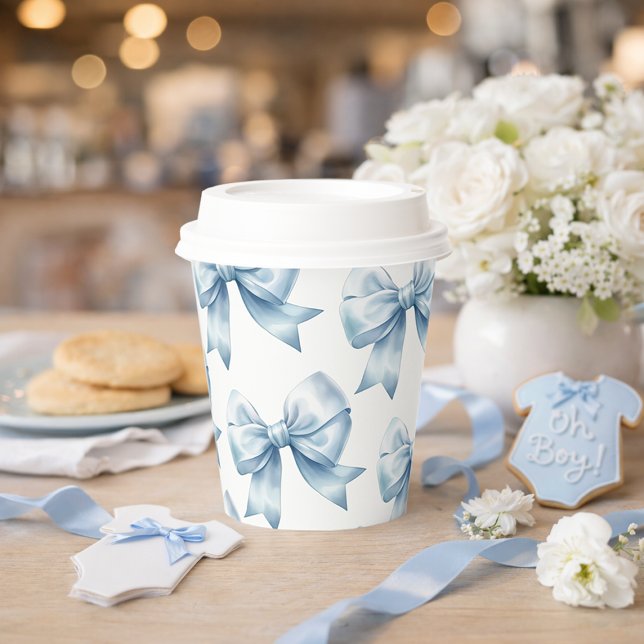 Blue Bow Baby Boy Elegant Baby Shower  Paper Cups (Blue Bow Baby Boy Elegant Baby Shower Paper Cups)