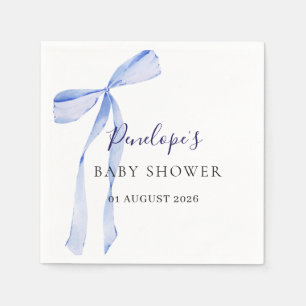 Blue Bow Baby Bridal Shower Personalised Napkins
