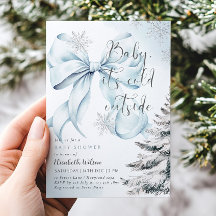 Blue Bow Baby It's Cold Outside Baby Shower