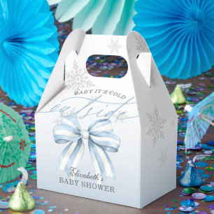 Blue Bow Baby Its Cold Outside Baby Shower Welcome Favour Box