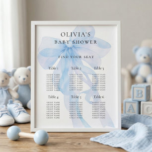 Blue Bow Baby Shower 6 Table Seating Chart