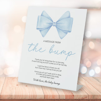 Blue Bow Baby Shower A Message From The Bump Pedestal Sign
