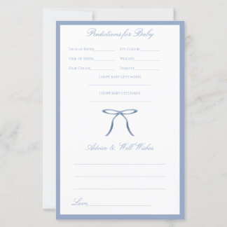 Blue Bow Baby Shower Advice & Predictions Game