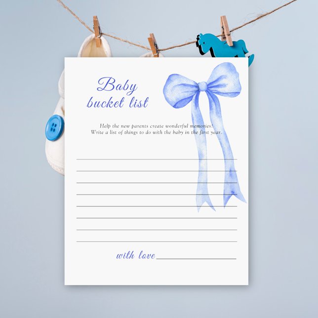 Blue bow baby shower - Baby bucket list game (Creator Uploaded)