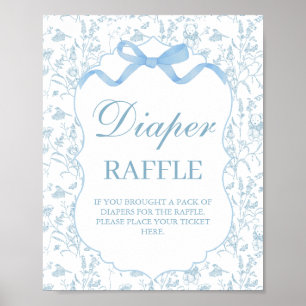 Blue Bow Baby Shower Boy Diaper sign