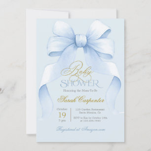 Blue Bow Baby Shower Boy invitation