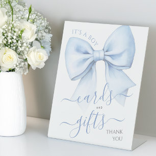 Blue Bow Baby Shower Cards and Gifts It's a Boy Pedestal Sign