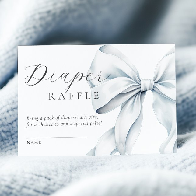 Blue Bow Baby Shower Diaper Raffle Enclosure Card (Creator Uploaded)