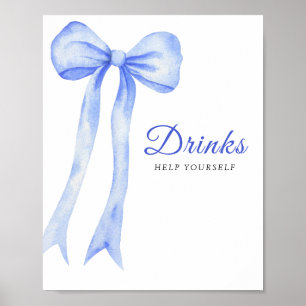 Blue bow baby shower - Drinks Poster