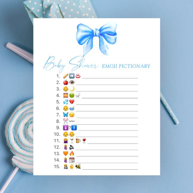 blue bow baby shower emoji Pictionary game (Creator Uploaded)