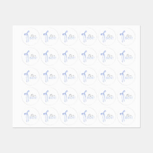 Blue Bow Baby Shower Invitation, Boy Baby Shower