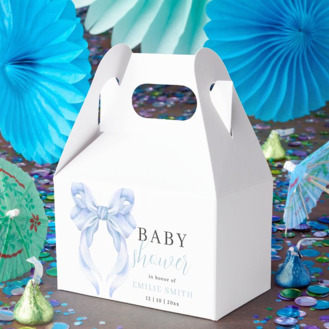 Blue Bow Baby Shower Invitation, Boy Baby Shower Favour Box (Party)