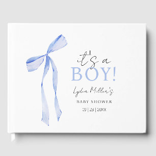 Blue Bow Baby Shower Invitation, Boy Baby Shower Guest Book