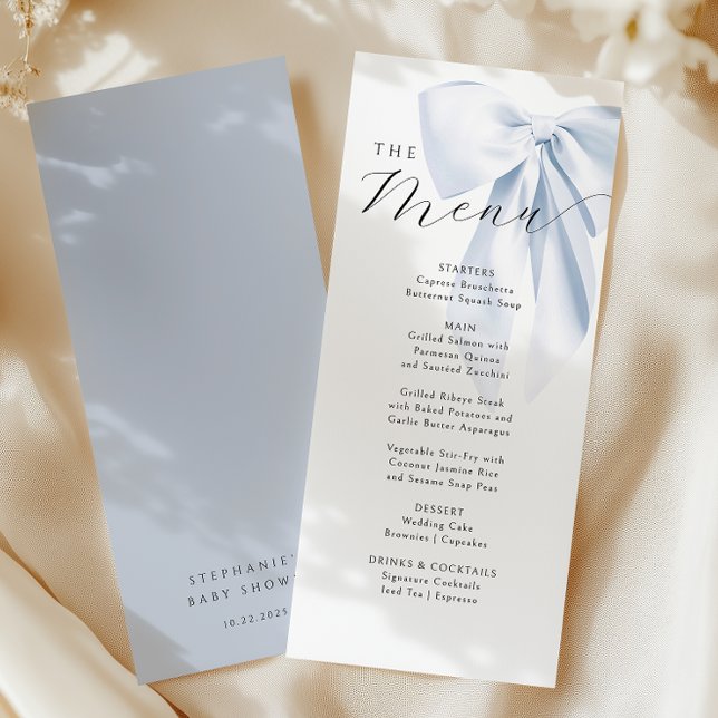Blue Bow Baby Shower  Menu (Creator Uploaded)