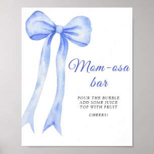 Blue bow baby shower - Momosa bar Poster