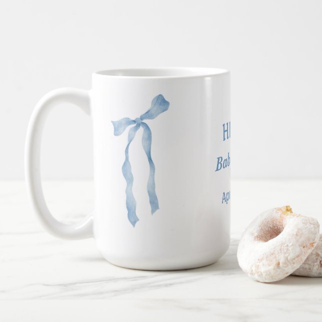 Blue bow baby shower oh boy mug (With Donut)
